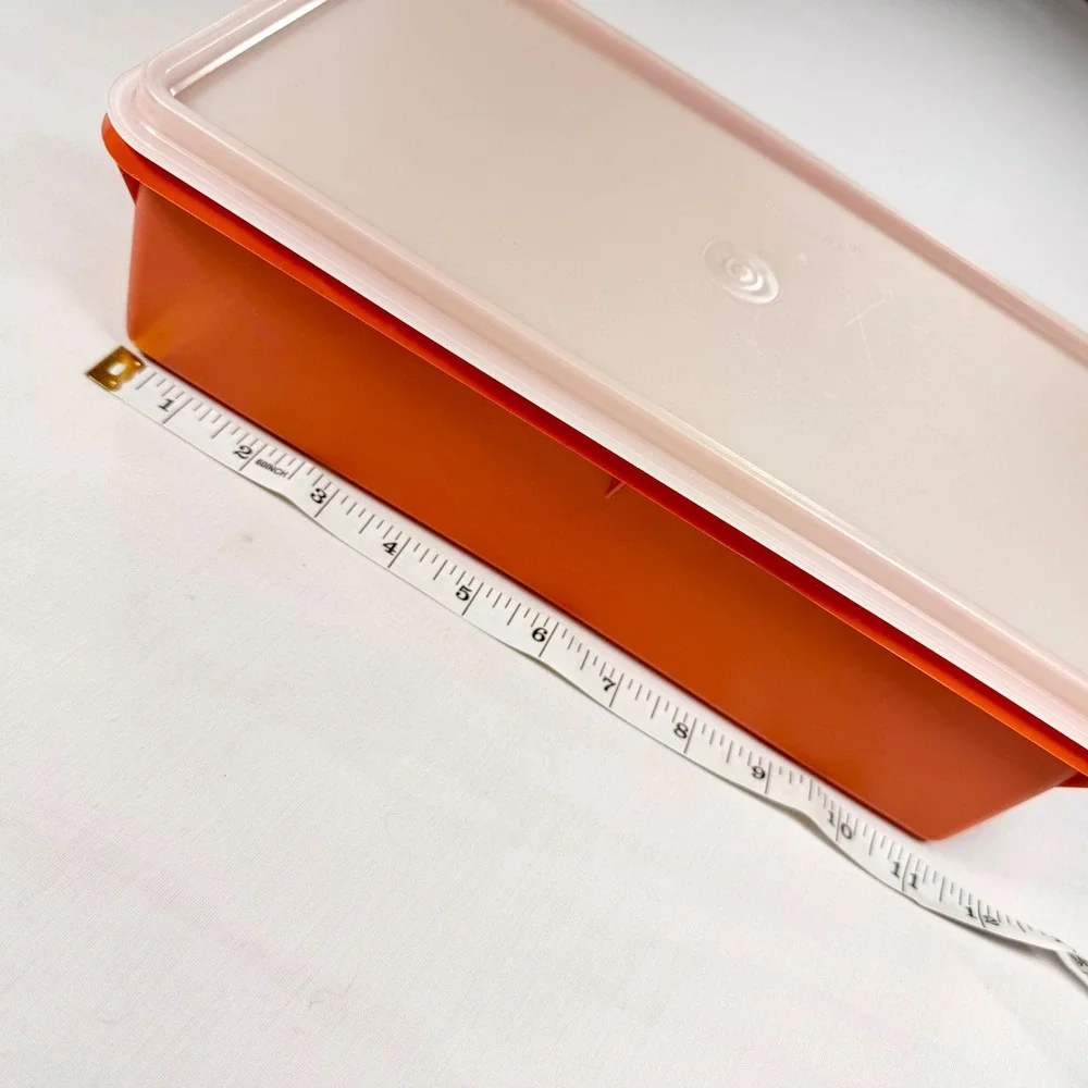 Vintage Tupperware 1970s Burnt Orange Rectangular Picnic To Go Container 677-7